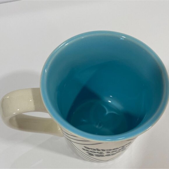 Practice What You Post 16 Oz Ceramic COFFEE MUG White + Blue Enesco/ Mud - Picture 5 of 5